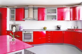 Red modular kitchen design modern kitchen_bd3